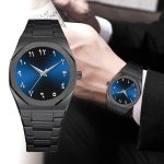 Hot Selling Quartz Movement Mineral Glass No Logo in Stock Water Resistance Arabic Numerals Black Stainless Steel Men Watches - Image 3