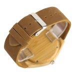Fast Production No Logo Bamboo Wood Watch Engraving Wood Grain Leather Strap Wooden Watches for Men - Image 5