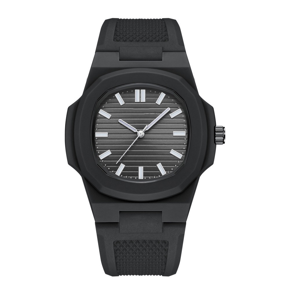 EA79D8D0-BD8C-632A-701C-714522187F02-1.jpg Wholesale Fashion Octagon Silicone Black Quartz Watch for Men and Women With No Logo Reloj Para Hombre Mujer Wristwatches - Image 1